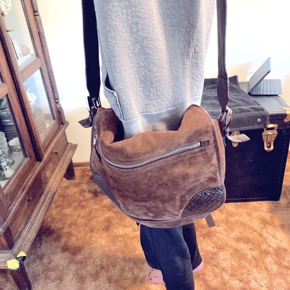 NEW Vintage Authentic Prada bag, brown suede ,alligator straps, 1 made - Picture 3 of 6